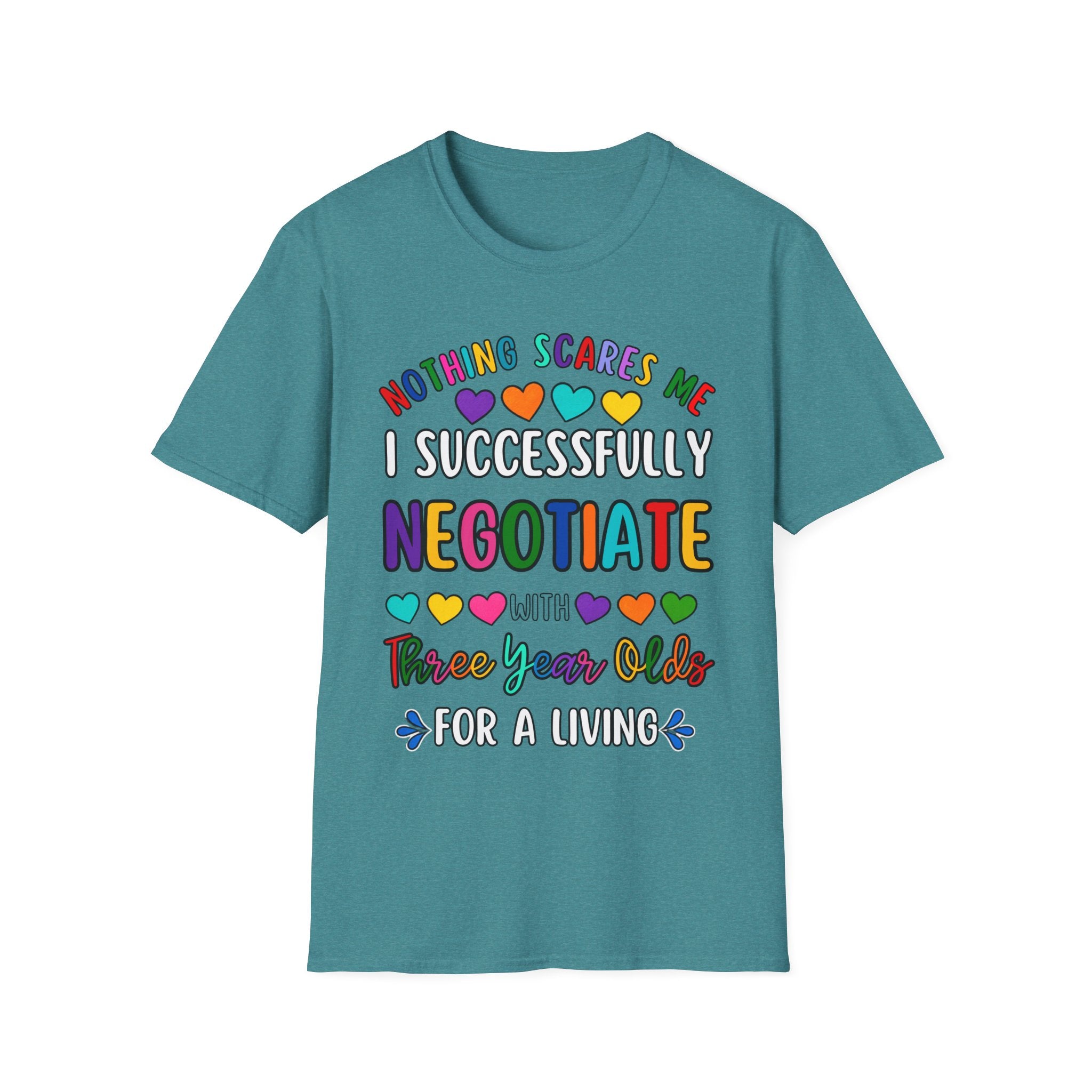 Funny Rainbow Negotiator T-Shirt — "Nothing Scares Me I Successfully Negotiate" Cute Pride Tee for Parents & Teachers
