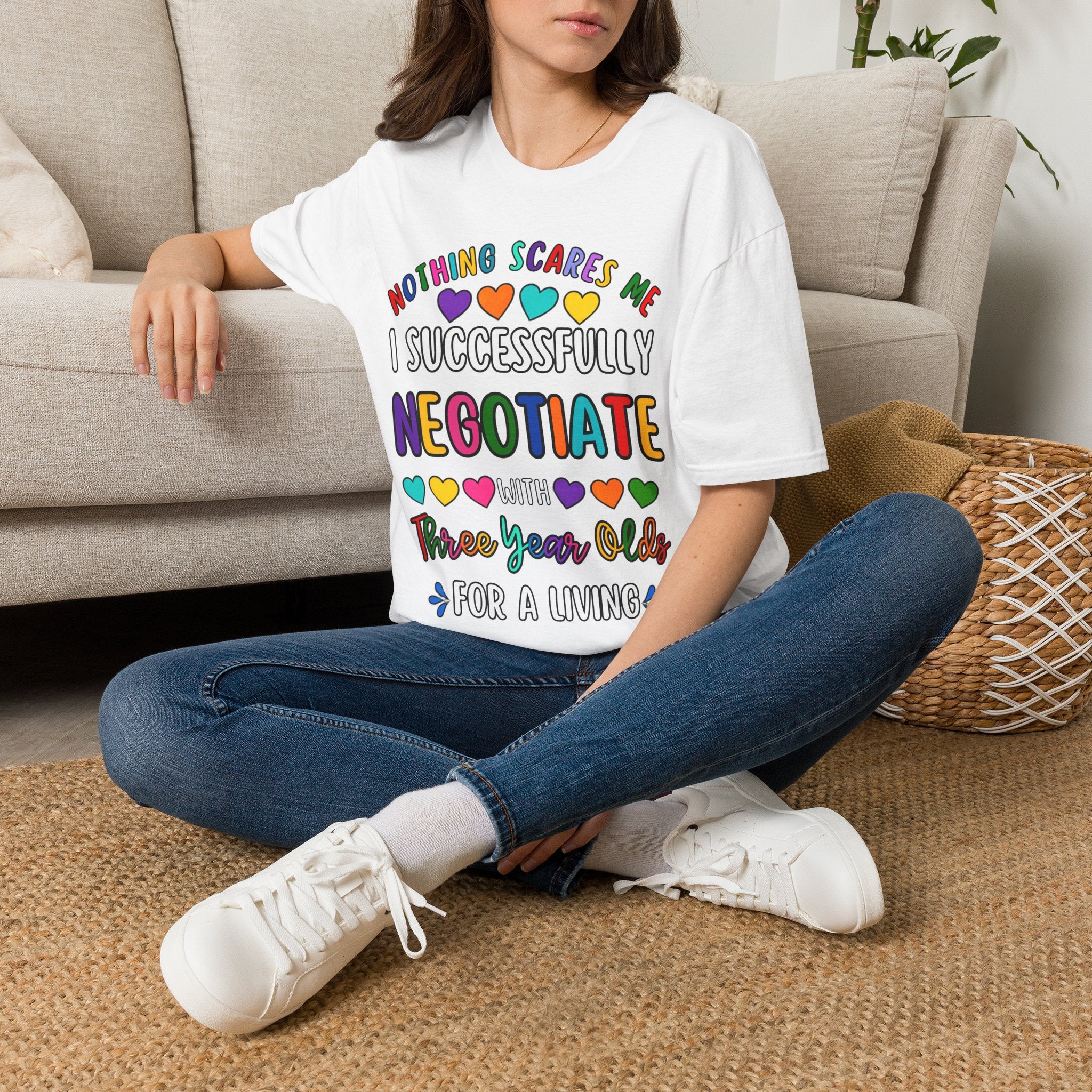 Funny Rainbow Negotiator T-Shirt — "Nothing Scares Me I Successfully Negotiate" Cute Pride Tee for Parents & Teachers